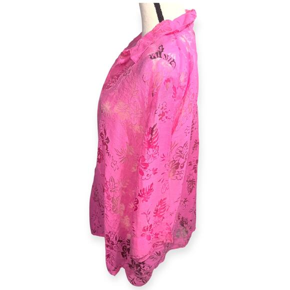 Hot Pink Hawaiian Print Beach Coverup - Picture 2 of 5